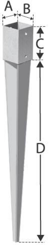 Pfostenträger   91 x  91 x  900 zum Einschlagen, feuerverzinkt